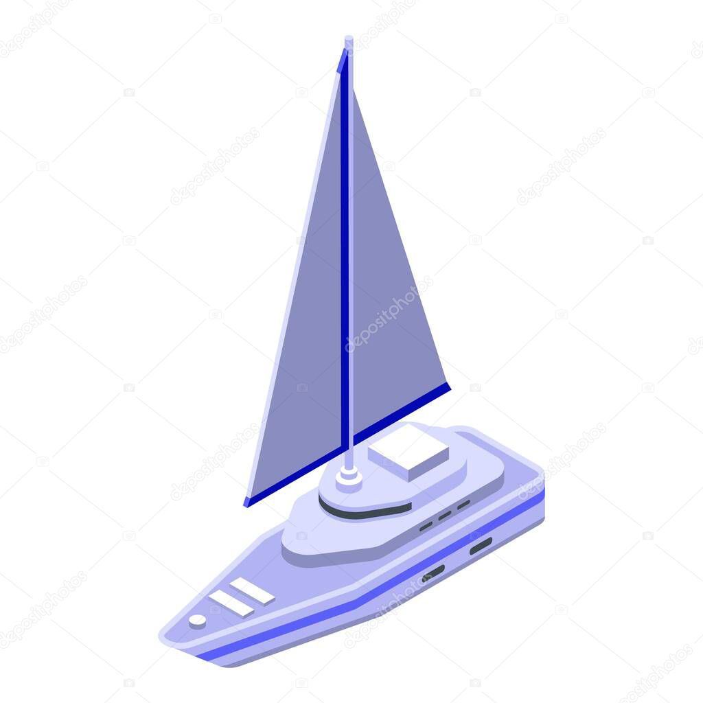 Yacht sailboat icon, isometric style