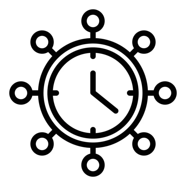 Icono de reloj de pared retro, estilo de contorno — Archivo Imágenes Vectoriales
