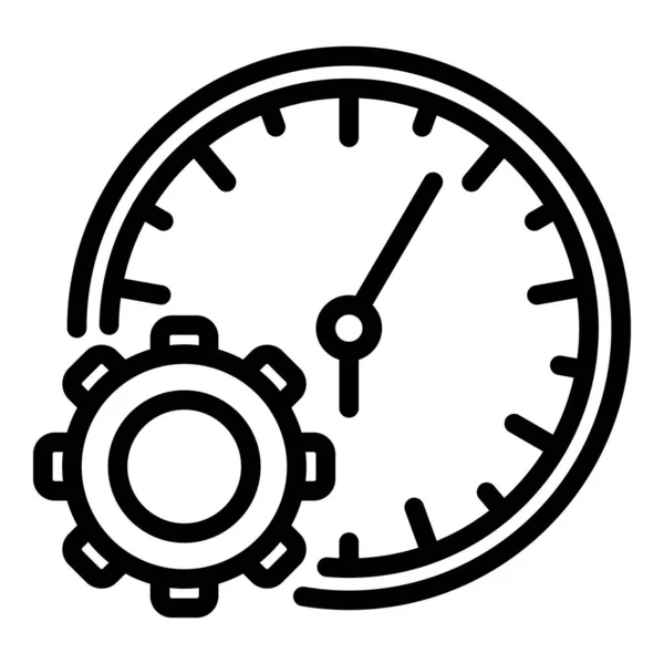 Gear τροχών ρολόι τοίχου εικονίδιο, περίγραμμα στυλ — Διανυσματικό Αρχείο