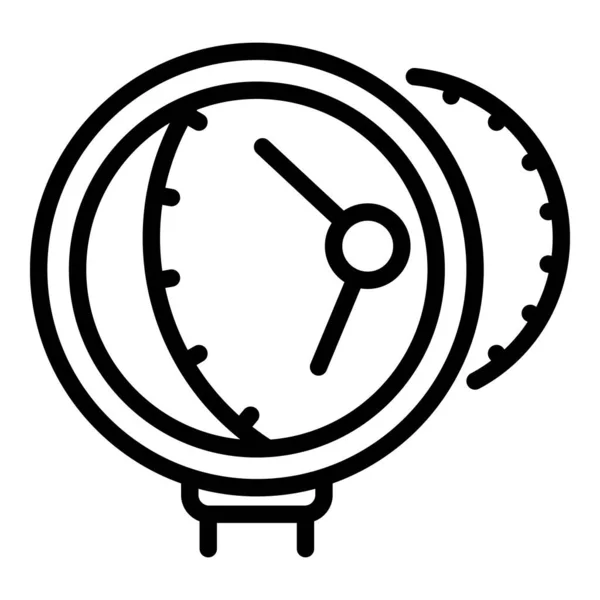 Orologio di riparazione sotto l'icona lente d'ingrandimento, stile contorno — Vettoriale Stock