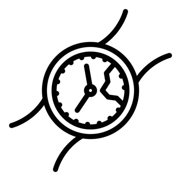 Bruten armklocka ikon, kontur stil — Stock vektor