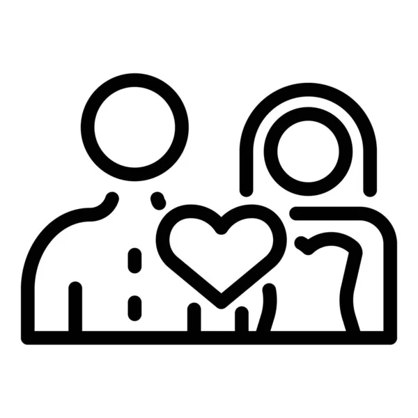 Wedding couple icon, outline style — Stock Vector