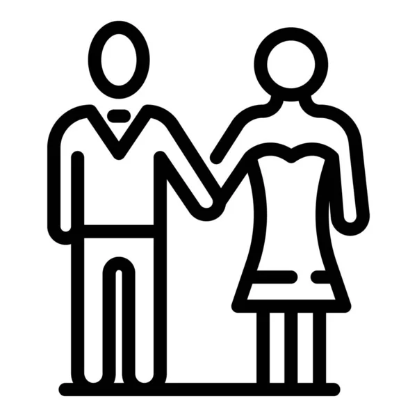 夫妻婚姻图标，轮廓风格 — 图库矢量图片
