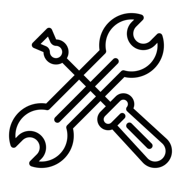 修理工工具螺丝刀图标,轮廓样式 — 图库矢量图片