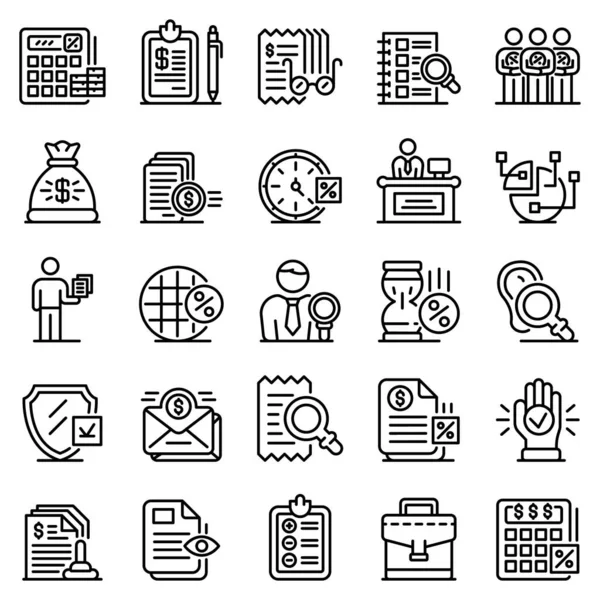 Conjunto de iconos de inspector de impuestos, estilo de esquema — Archivo Imágenes Vectoriales