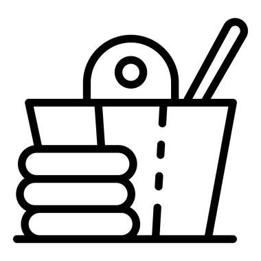 Banyo kovası ve taş ikonu, taslak biçimi