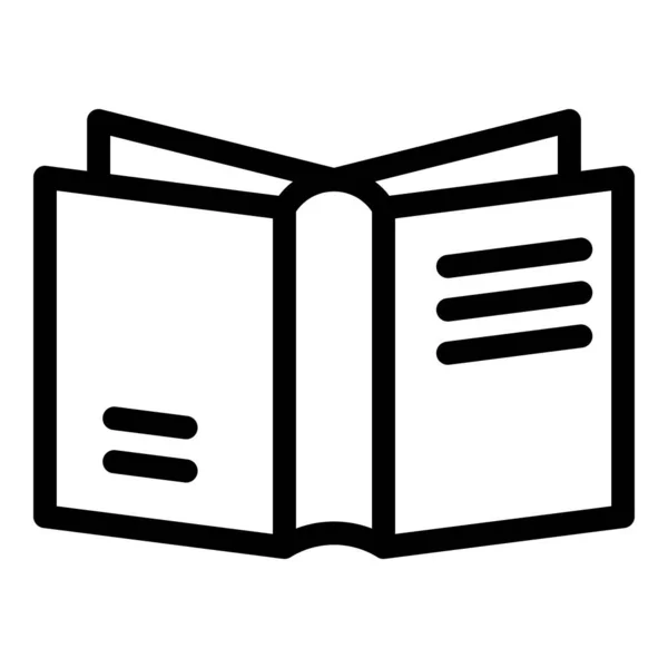 Abrir libro vista posterior icono, estilo de esquema — Vector de stock