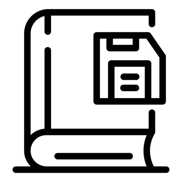 L'icône du livre et de la disquette, style contour — Image vectorielle