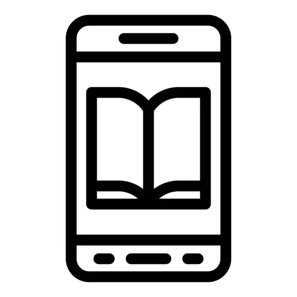 Ebook in a smartphone icon, outline style — Stock Vector