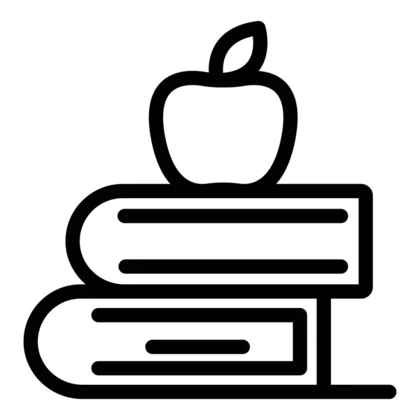 Apple sur l'icône des livres, style contour — Image vectorielle