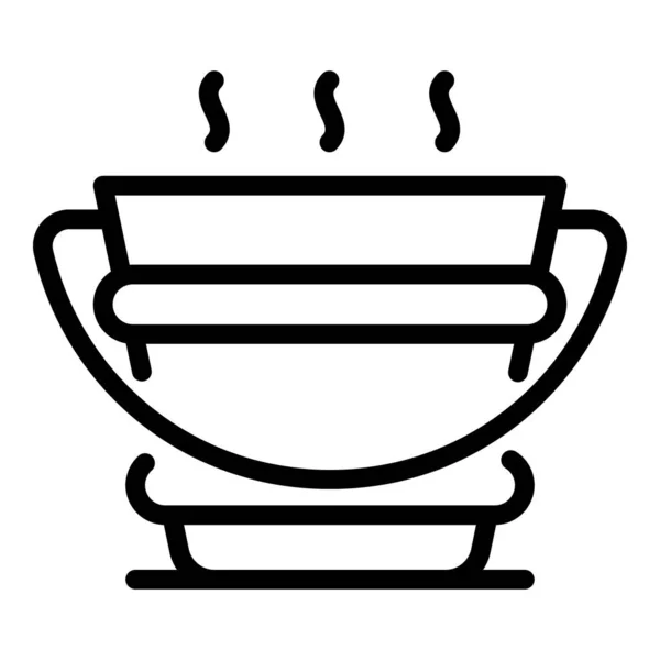 Ведро с иконой горячей воды, очертания стиля — стоковый вектор