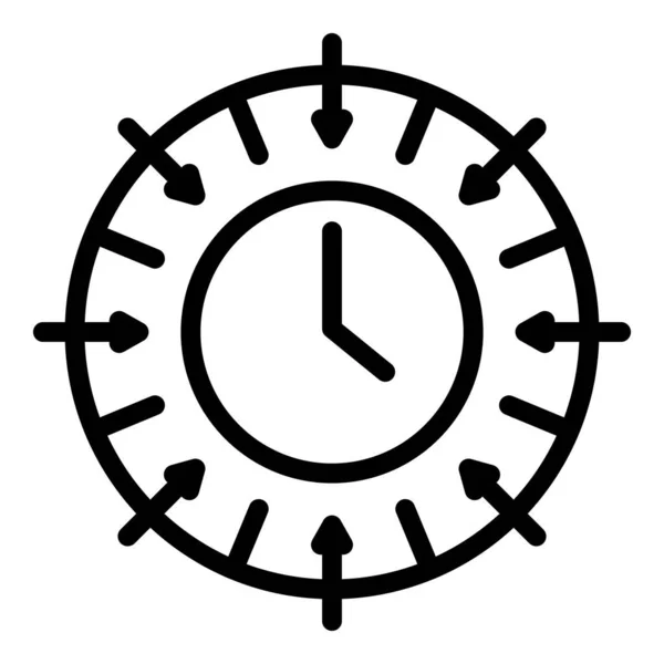 Horloge avec icône flèches, style contour — Image vectorielle