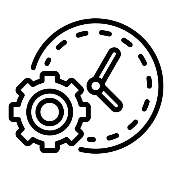 Uhr und Getriebe Symbol, Umriss Stil — Stockvektor