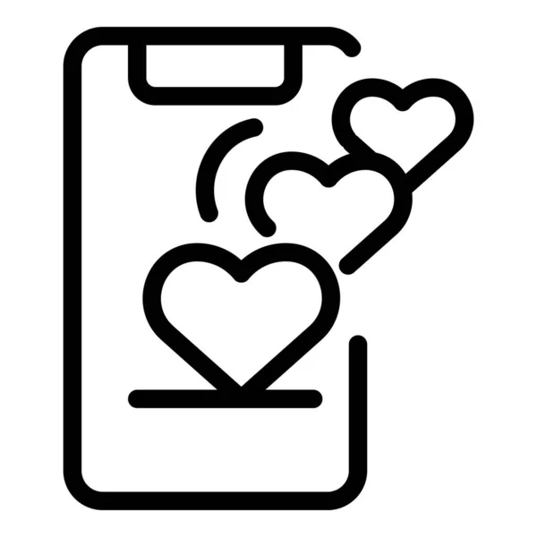 Smartphone e ícone corações, estilo esboço —  Vetores de Stock