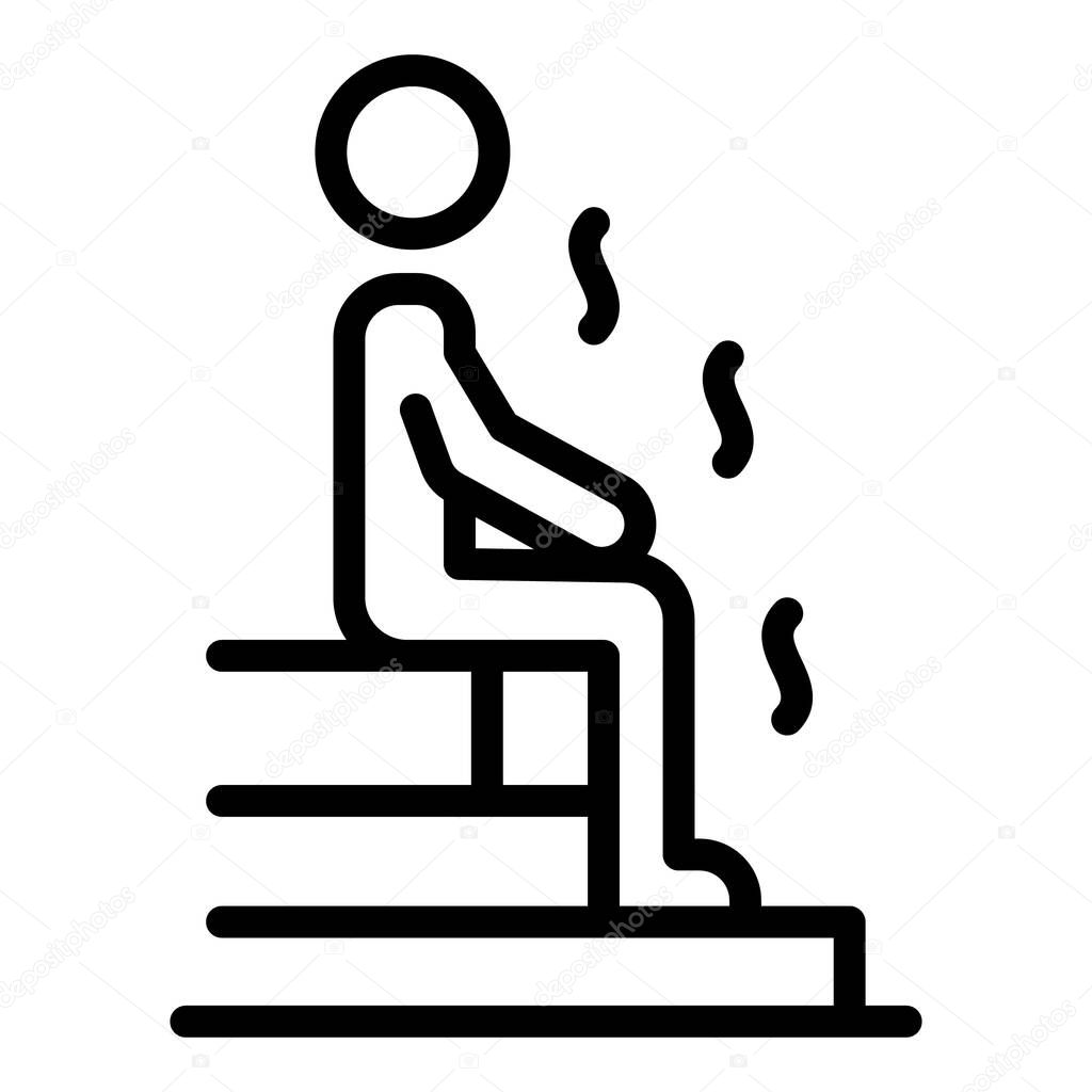 Side view of a man in a sauna icon, outline style