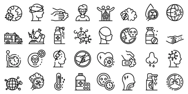 Coronavirus icons set, outline style — Stock Vector