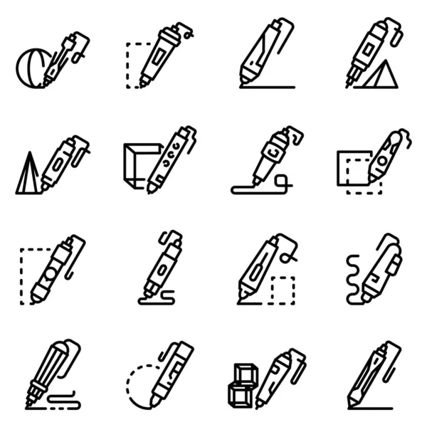 Conjunto de ícones de caneta 3d, estilo esboço —  Vetores de Stock