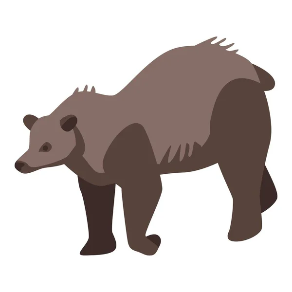 動物園茶色のクマのアイコン、アイソメトリックスタイル — ストックベクタ