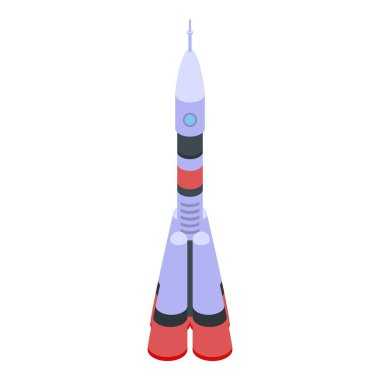 Modern uzay roket simgesi, izometrik biçim