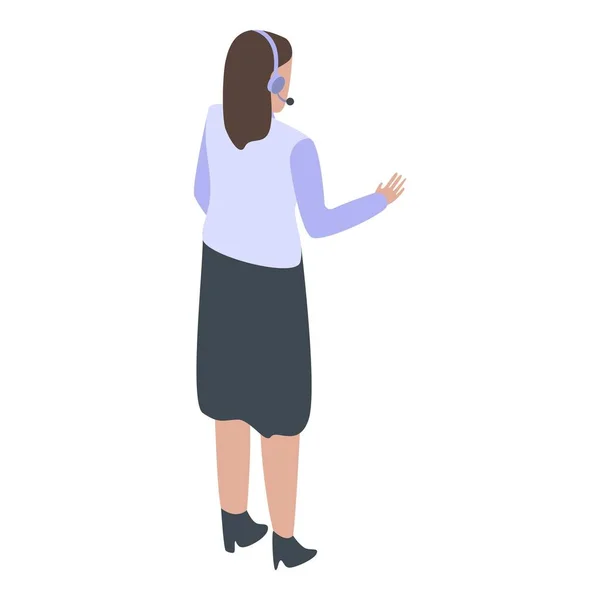 Call center woman icon, isometric style — Stock Vector