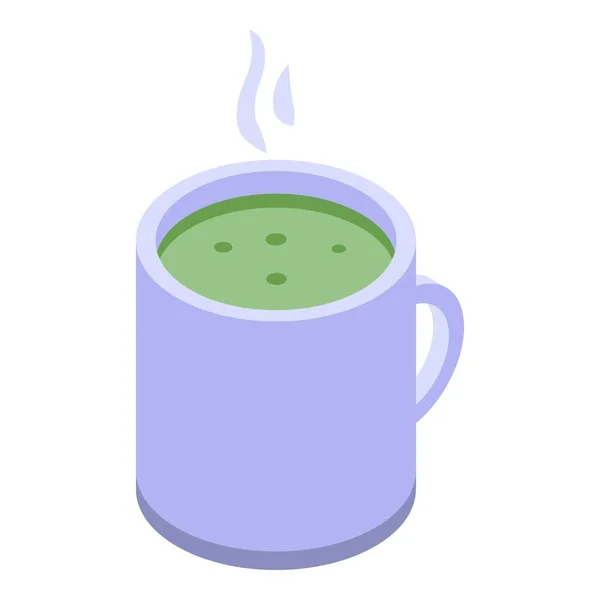 Taza de té matcha caliente icono, estilo isométrico — Vector de stock