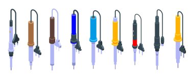 Lehim demir simgeleri ayarlandı, izometrik biçim