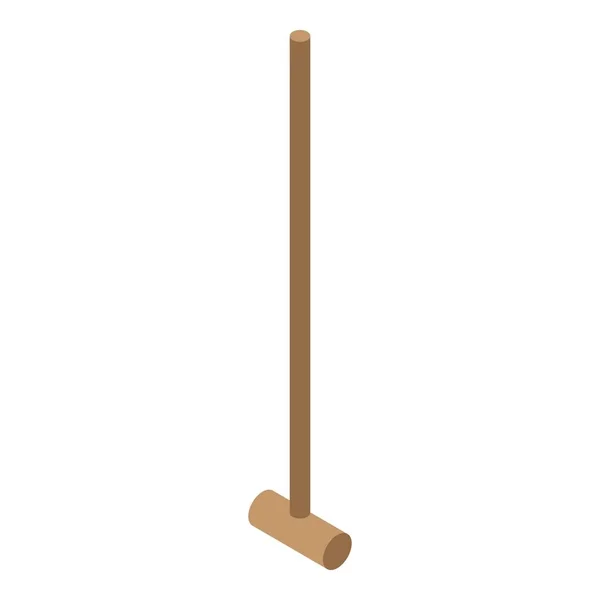 Icono de mazo de madera de croquet, estilo isométrico — Archivo Imágenes Vectoriales