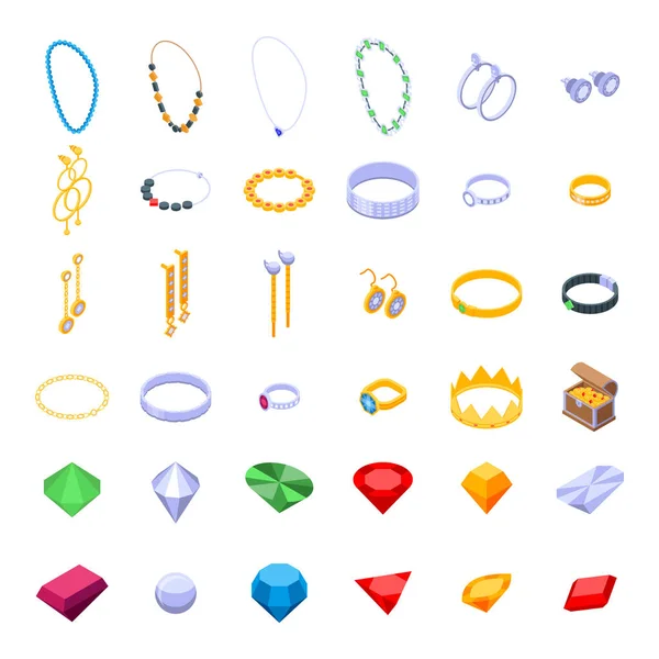 Conjunto de ícones de joalheiro, estilo isométrico — Vetor de Stock