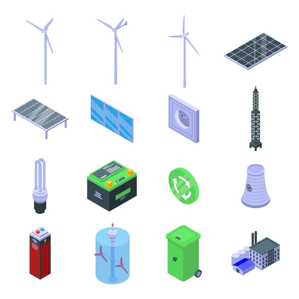 Conjunto de iconos de energía limpia, estilo isométrico — Archivo Imágenes Vectoriales