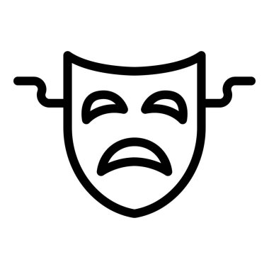 Hüzünlü tiyatro maskesi simgesi, taslak biçimi