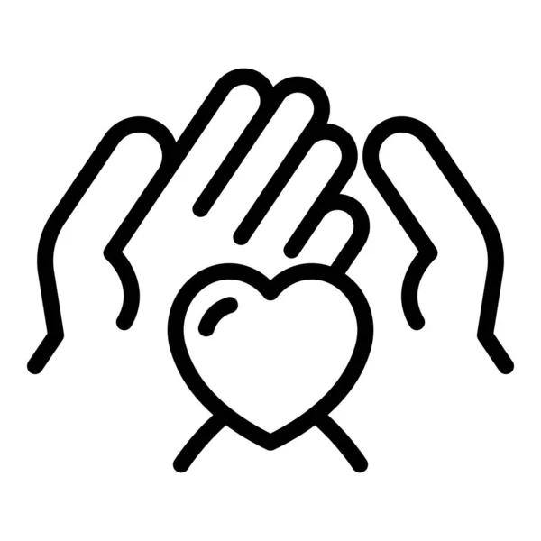 Ícone do cuidado da mão do coração, estilo esboço — Vetor de Stock