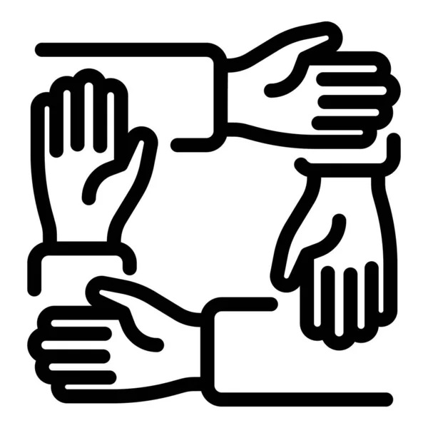 Teamwork handshake icon, outline style — Stock Vector