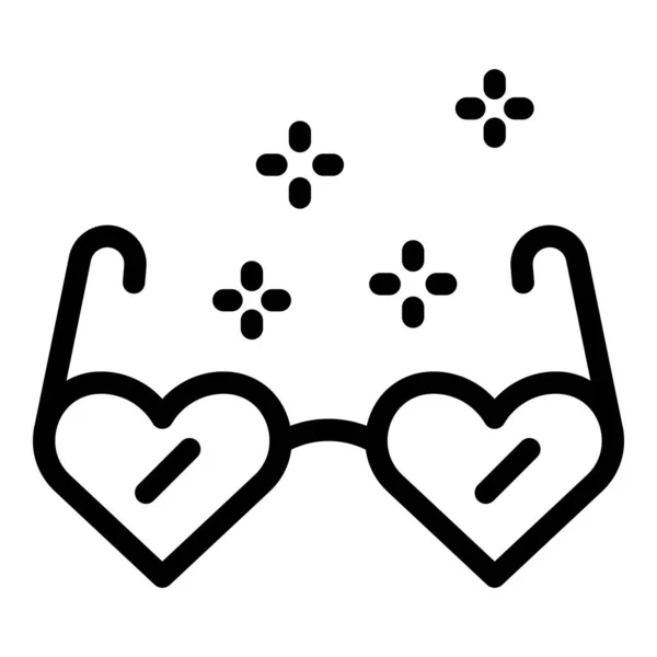 Icono de gafas con forma de corazón, estilo de contorno — Vector de stock