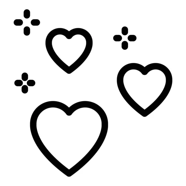 Icono de corazones amorosos brillantes, estilo de contorno — Vector de stock