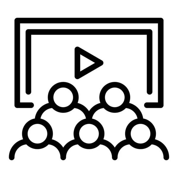 Online-Videokonferenz-Ikone, Umriss-Stil — Stockvektor