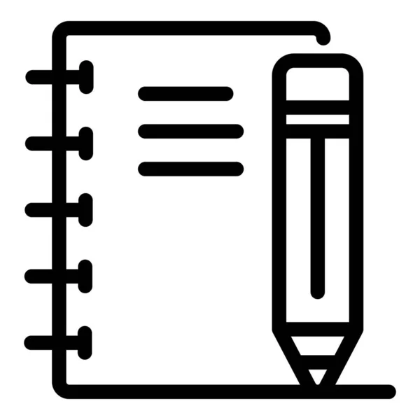 Icono de lápiz de cuaderno, estilo de esquema — Archivo Imágenes Vectoriales