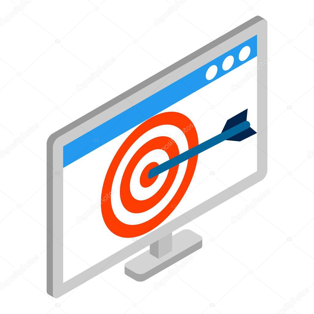 Business target icon, isometric style