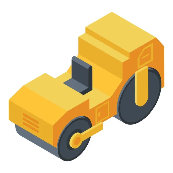 Roller compactor icon, isometric style — Stock Vector