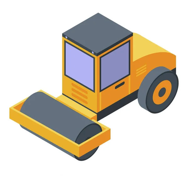 Icono de rodillo de construcción de carreteras, estilo isométrico — Vector de stock