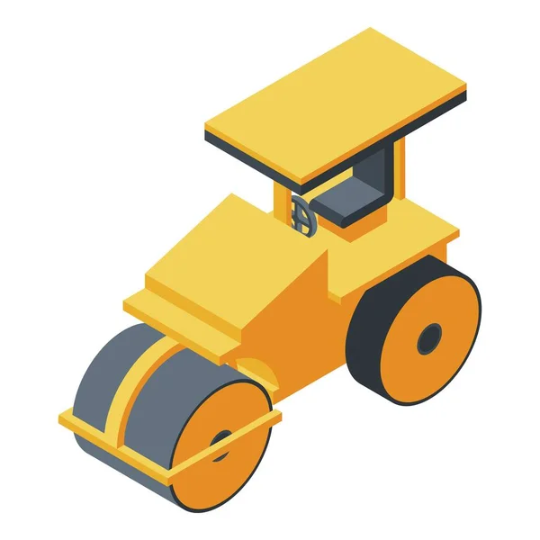 Road roller machine icon, isometric style — Stock Vector