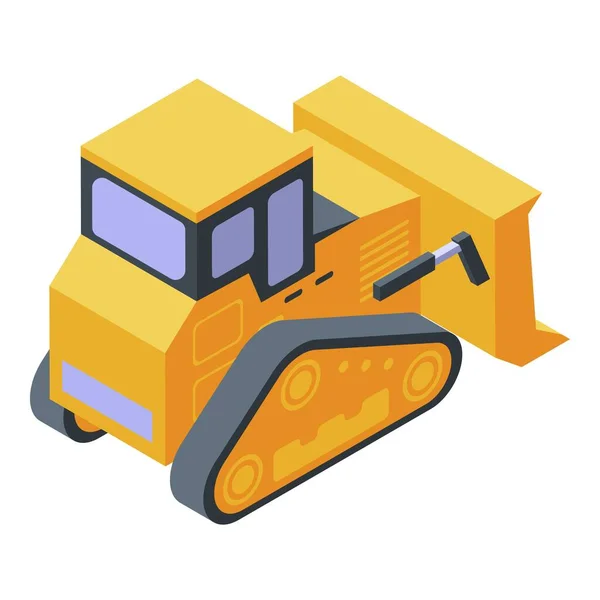 Sarı buldozer simgesi, izometrik biçim — Stok Vektör