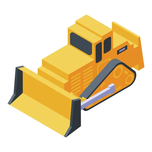 Icono bulldozer cawler amarillo, estilo isométrico — Archivo Imágenes Vectoriales