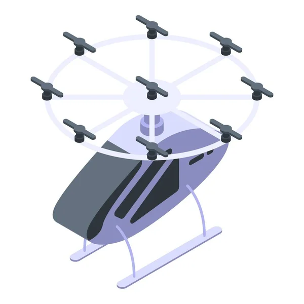 Icona futuristica del taxi in elicottero, stile isometrico — Vettoriale Stock