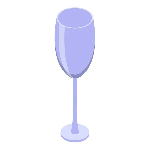 シャンパンフルートのアイコン、アイソメトリックスタイル — ストックベクタ