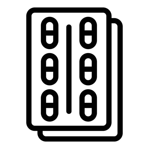 Kapsel förpackning piller ikon, kontur stil — Stock vektor