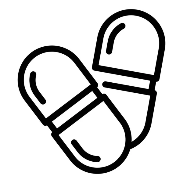 Tabletcapsule pictogram, omtrek stijl — Stockvector