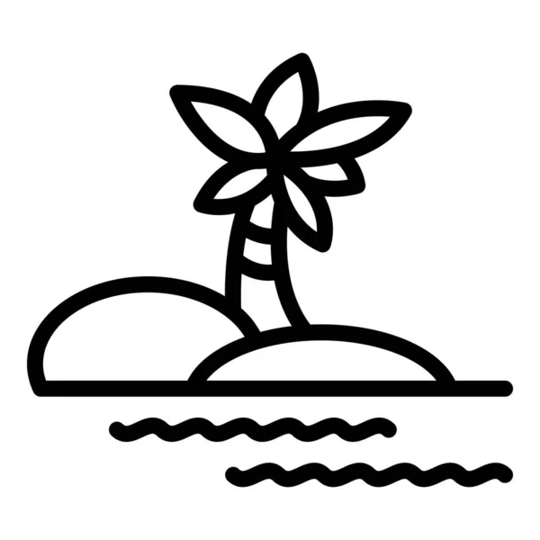 Icono de isla de palmera de coco, estilo de contorno — Archivo Imágenes Vectoriales