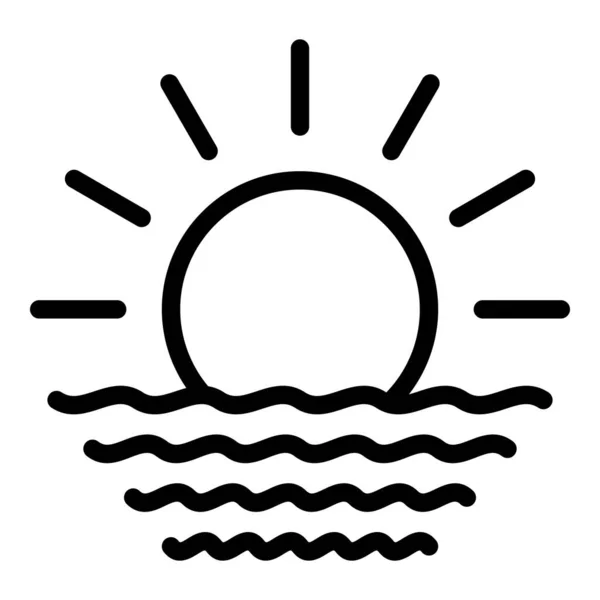 Ícone do nascer do sol do oceano, estilo esboço — Vetor de Stock