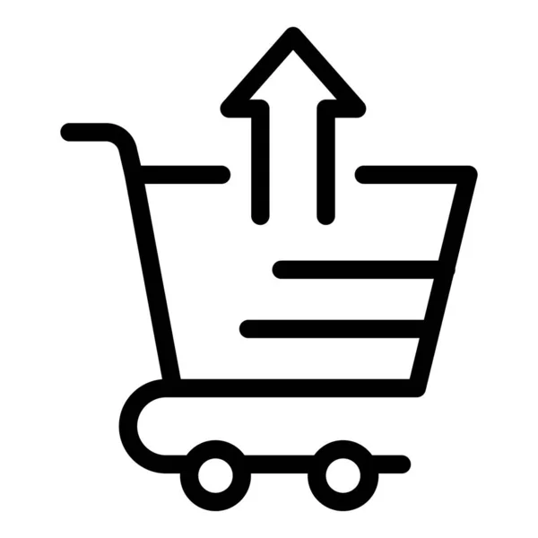 Tienda carrito subir icono, esquema de estilo — Vector de stock