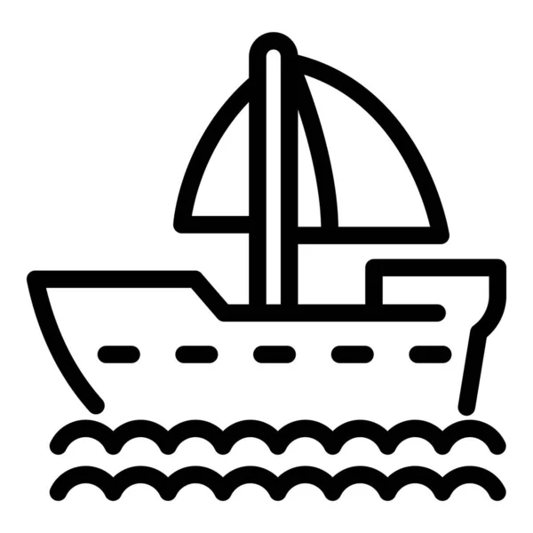 帆船图标，轮廓风格 — 图库矢量图片